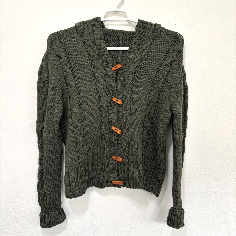 Womens Preppy Fisherman Cable Knit Sweater Large Granola Earthy Layering Cottage